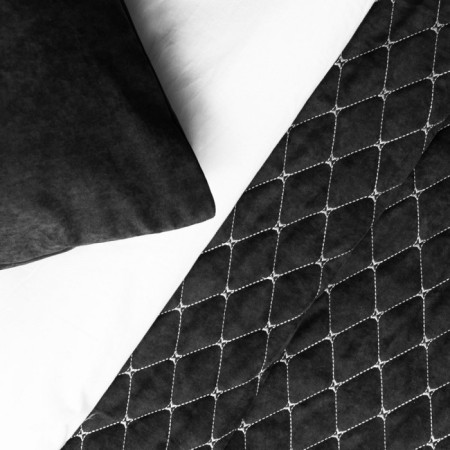 Bedspread with pillowcases "Tina", size 230x250 cm, black color-2