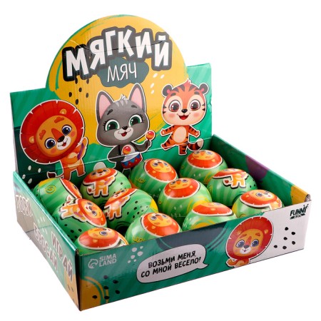 Baby soft ball “Catch, throw”, animals 7.6cm, in showbox-2