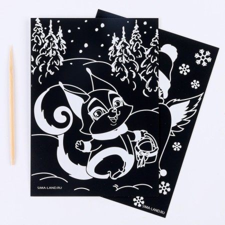 Engraving for the New Year "White and bullfinch", with a color effect, 2 pcs-1