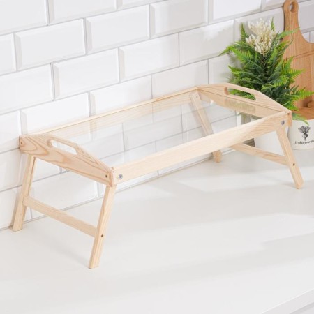 Folding breakfast table, 50 × 30cm, with handles, glass
