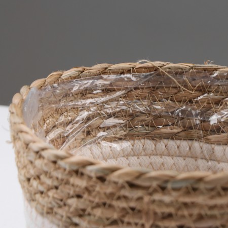 Kashpo wicker "Tanzania", 17.5x17.5x16 cm, natural, white-3