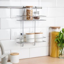 Railing shelf is straight, 2-tier, 38 × 26.5 × 11.5 cm, d = 25 mm, chromium color