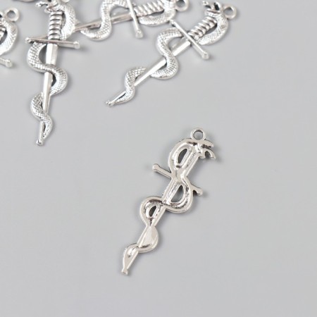 Decor for creativity Metal "Snake on the Mosque" silver 3.7x1.2 cm-1