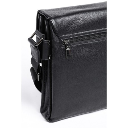 Bag Cross-Body Men, genuine leather, de-gosa black, 22x6x25 cm