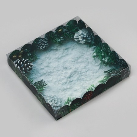 Cookie box, confectionery packaging, "let dreams come true", 18 x 18 x 3 cm, New Year-1