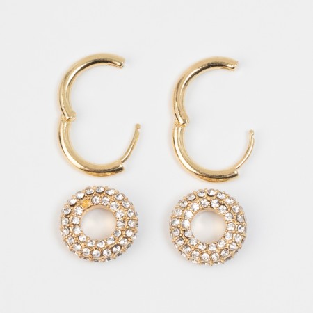 Earrings with the removable element "Transformer" circles, color gold with silver-2