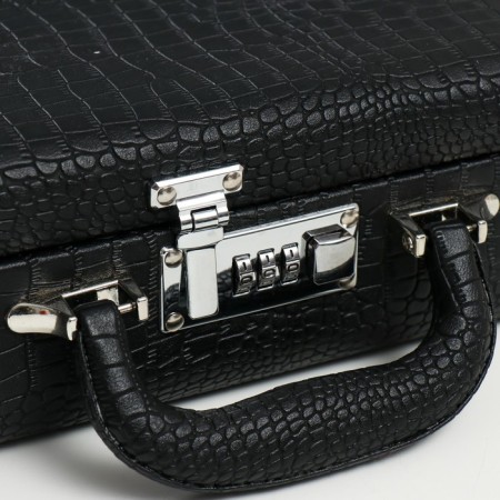 Casket to the leatherette for jewelry "Case. Crocodile leather" Black 18.5x24x9 cm-2