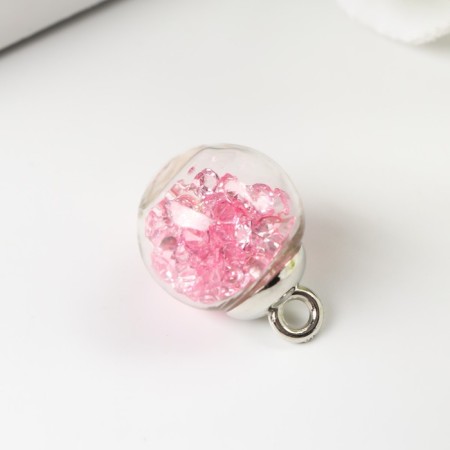 Suspension decorative for creativity glass "ball - pebbles" pink d = 1.6 cm set 10 pcs-1