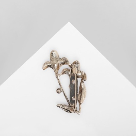 Brooch "Flowers" steam, white color in black gold-1