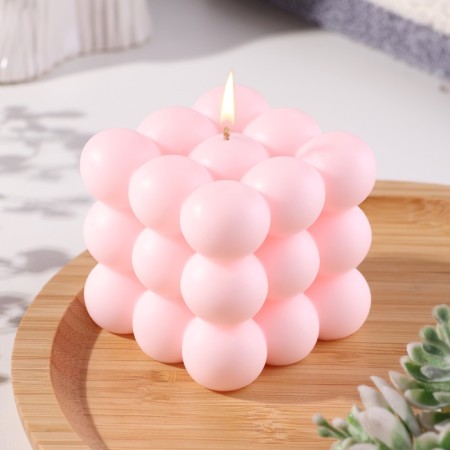 Figure candle "Babb cube", 6 cm, pink