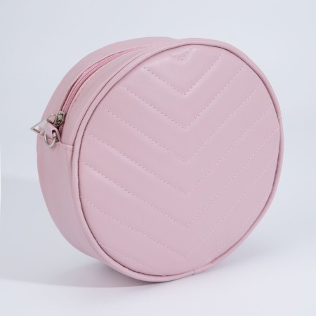 Women's Bag -round artificial leather, 18x18 cm, pink color-4