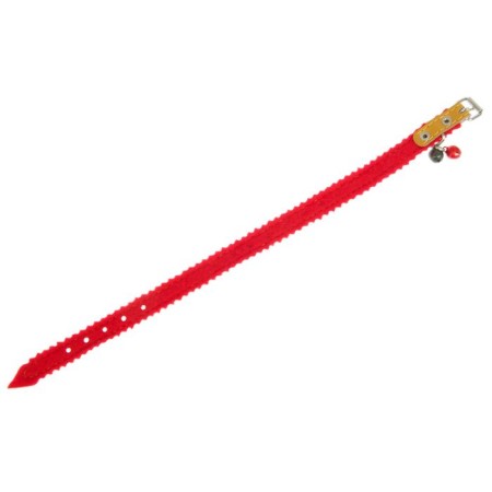 The collar is decorated with synthetic winterizer, with bells, 28 x 1 cm, yellow-4