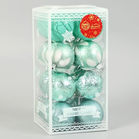 Set of balls plastic D-6 cm, 16 pcs "Melody" Pattern Cod, Green-1