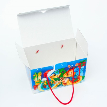 New Year. Gift box New Year's package "Snake" with rope handles with animation 20 x12 cm.-5
