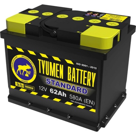 Battery of Tyumen 62 Ah, reverse polarity 6st-62lr, Standard