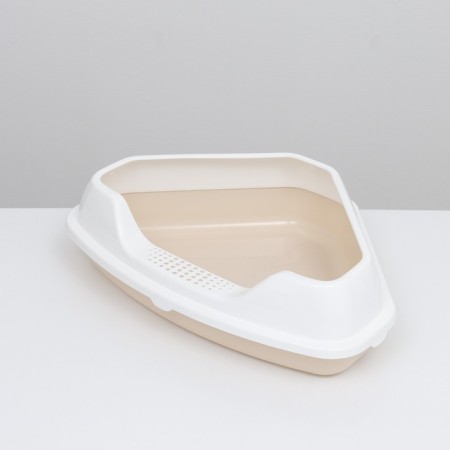 A corner toilet with a frame, 55.5 x 41.5 x 15 cm, beige-2