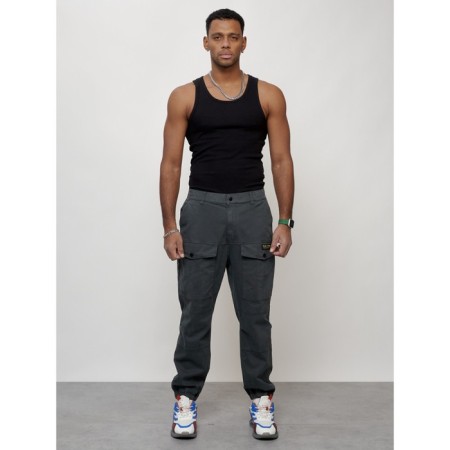 Cargo jeans men, size 46-48, dark gray color