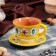 Tea couple Rishtan ceramics "Flowers", 100 ml, (plate 10cm, cup 7.5cm), yellow