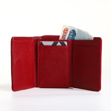 Women's wallet on a magnet, burgundy color-5