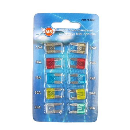 Flag fuses, mini, 7.5-30 a, set 10 pcs
