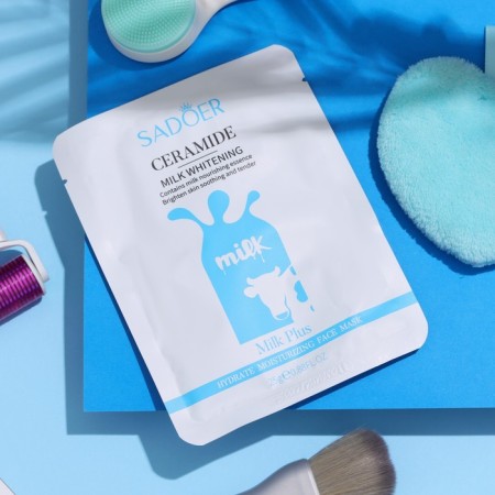 Fabric face mask with cow's milk extract, moisturizing