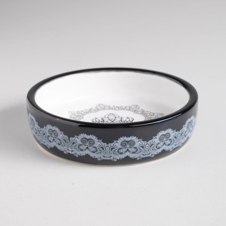 Ceramic bowl with an ornament 200 ml 12 x 3 cm, beige-black-2