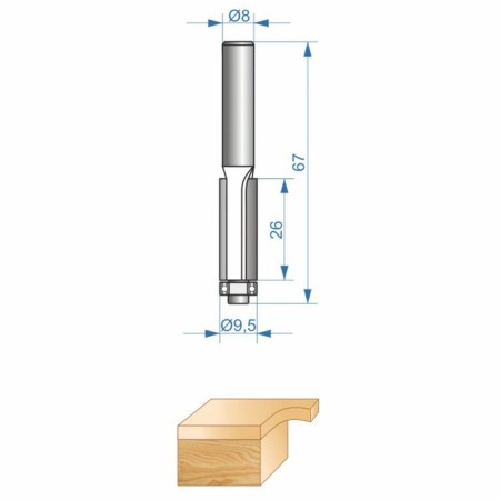 Clesteric Enkor Prof 46161, straight, on wood, d = 8 mm, 9.5 x 26 mm-3