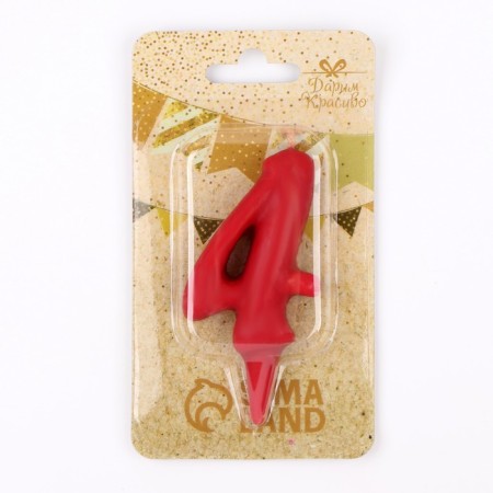 Candle for the cake the figure "Oval" "4", red, 5.5 cm-2