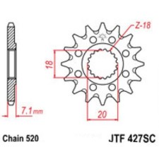 Front Presenter Star JTF427 for a motorcycle, steel with self -cleaning, chain 520, 13 teeth