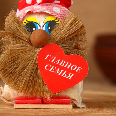 Amulet "Domovynok Main Family", in a cap, 9 cm, linen, mix-4