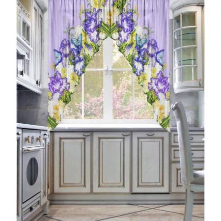 Tulle for the kitchen is blueberry rum 250 x 170cm, chiffon, PE 100%