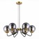 Suspended EVOLUCE lamp. Sle1097-303-06. Scorze. 6x60 watts, E27, 65x65x23 cm, matte gold color