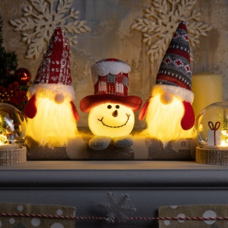 LED figure "Snowman in the cylinder" 6 × 11 × 6 cm, textiles, batteries LR1130x3, glow warm white-4