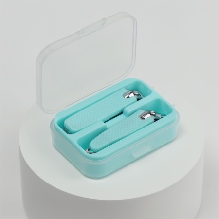 Manicure set, nippers -Cniper, 2 items, in case, turquoise color-7