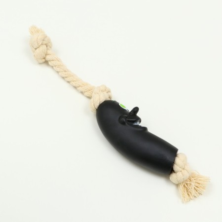 Toy "Burned sausage on a rope" for dogs, 14 cm, black-2