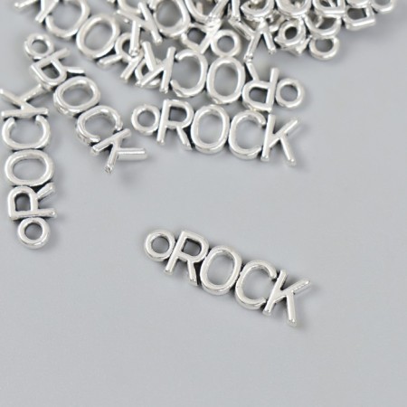 Decor for creativity Metal "Inscription. Rock" silver 0.6x2.2 cm