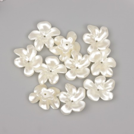 Beads for creativity plastic "Pearl flower" set 10 pcs 2x2.4 cm