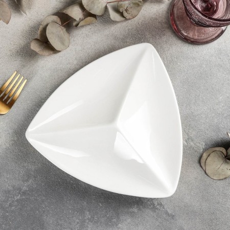 The porcelain rations are triangular 3 cells, 20 × 20 cm, white color-2