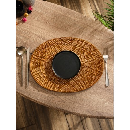 Rug -lamp lauded oval rattan, 40x30x0.5 cm-2