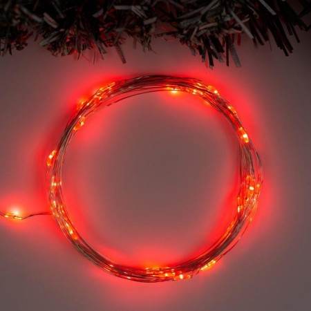 Garland "thread" 5 m dew, ip20, silver thread, 50 led, red glow, 2 modes, aakh3