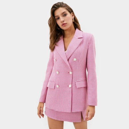 Jacket female double -breasted mist p. 48, pink/white-5