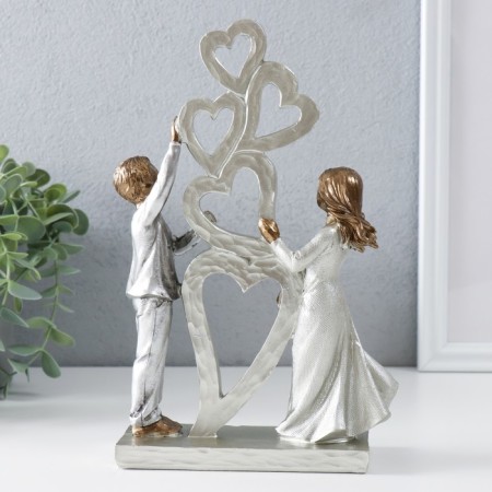Polystone souvenir "kids and heart installation" bronze, silver 15.5x6x23 cm-2