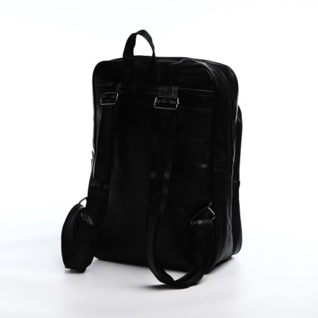 Male backpack on a zipper, 2 outer pockets, black color-2