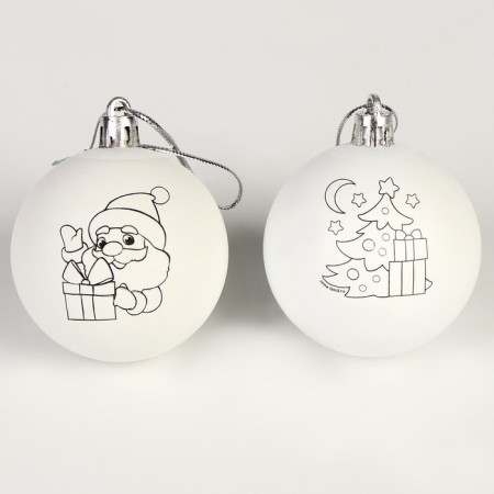 New Year's set for creativity. Christmas balls for coloring "New Year! Winter Forest ", paints, 2 pcs-3