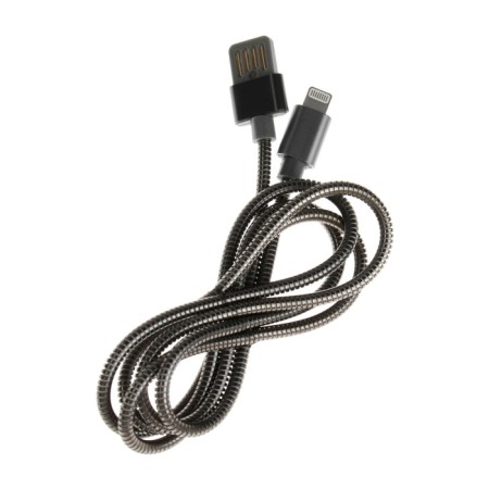 Lightning cable - usb, 2.1 a, metal braid, 1 meter, black-2
