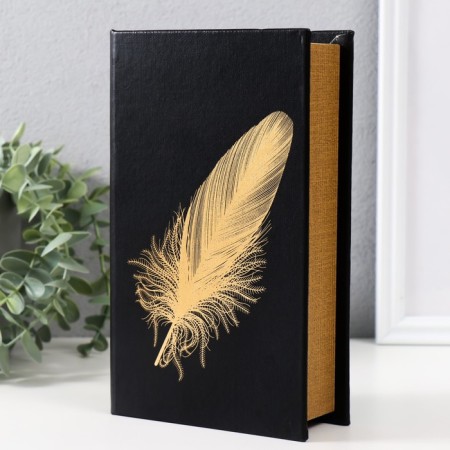 Safe-book wood to the leatherette "peryshko" gold 21x13x5 cm-2