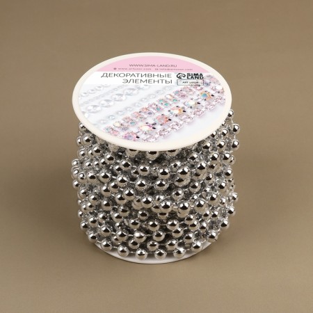 Beads on threads, round, 7.5 mm, 10 ± 1 m, silver color-2