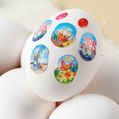 Easter set "XV Classic": 2 dyes: turquoise, purple + egg stickers-4