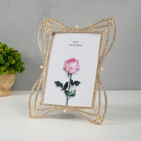 Photo frame Metal 13x18 cm "Four -leaf from rhinestones" 19x24.5 cm-1