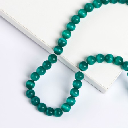 Beads made of natural stone "Cat Eye" set of 50 pcs., 1 pc. - 8 mm, green-1